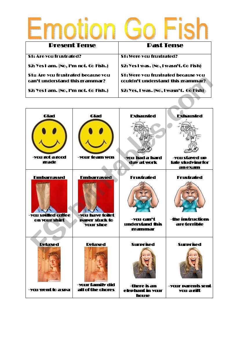 Emotion Go Fish worksheet