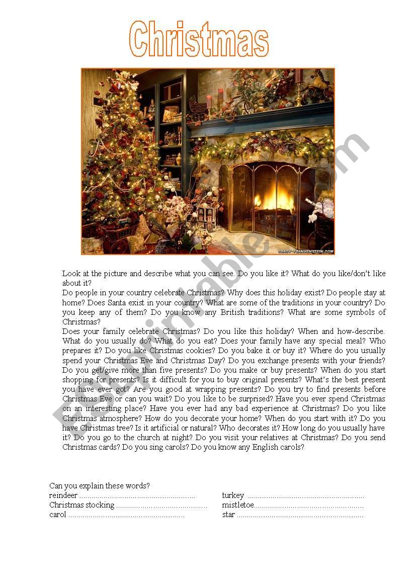 Christmas speaking worksheet