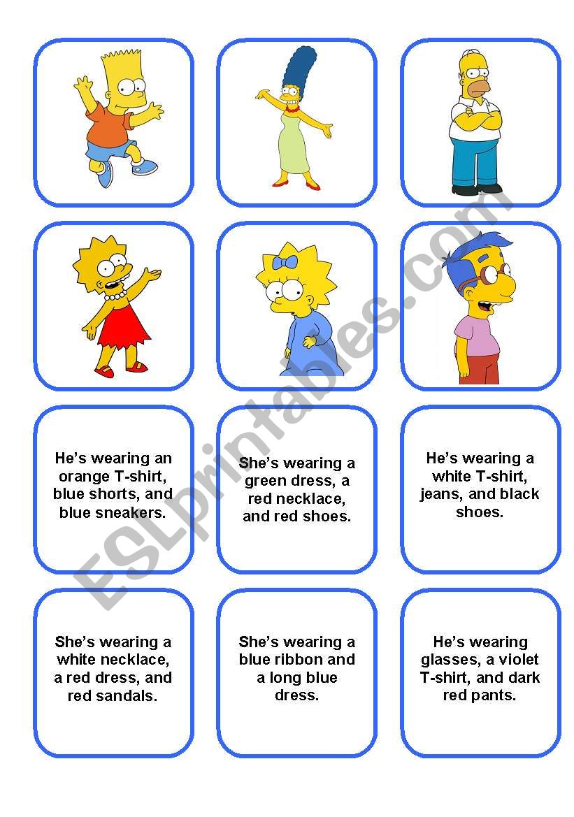 Clothes - memory game worksheet
