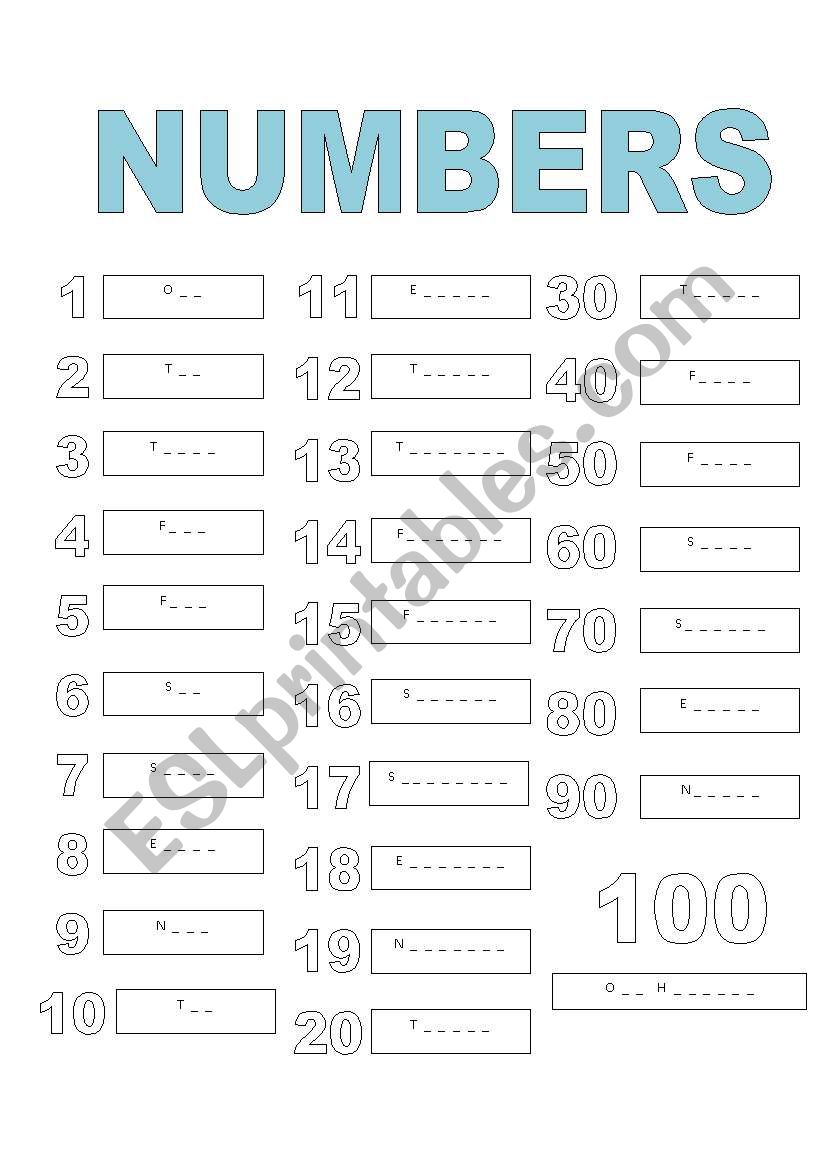 1 100 worksheet