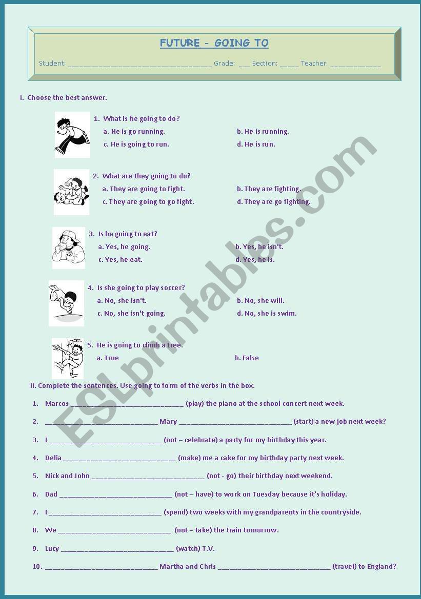 Going To (2) worksheet