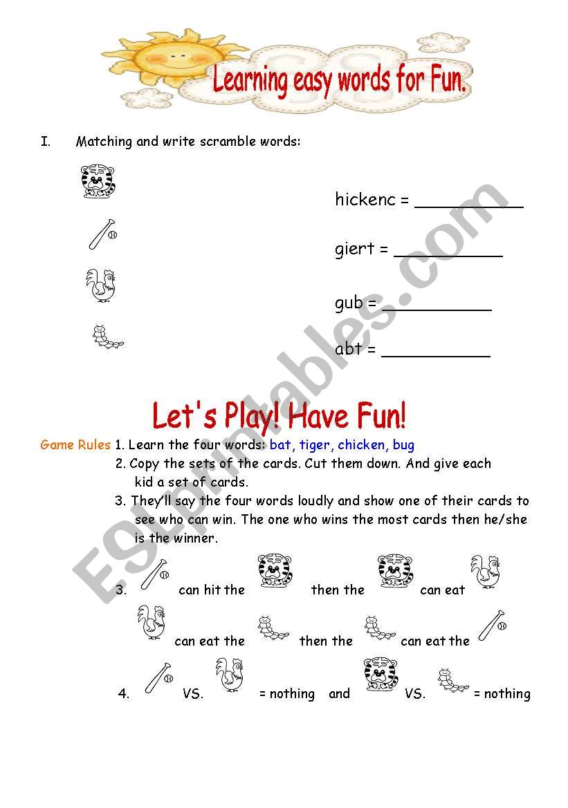 Lets play! Have Fun! worksheet