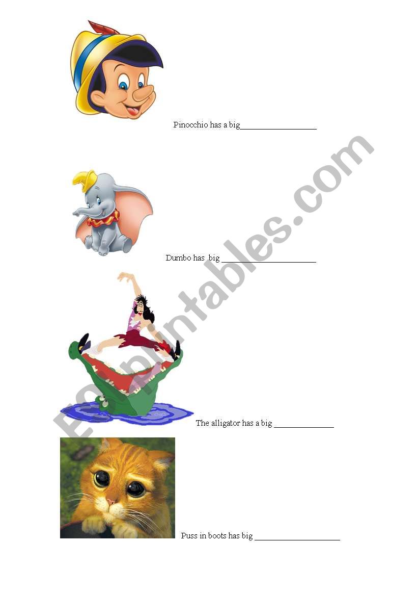 Parts of the body worksheet