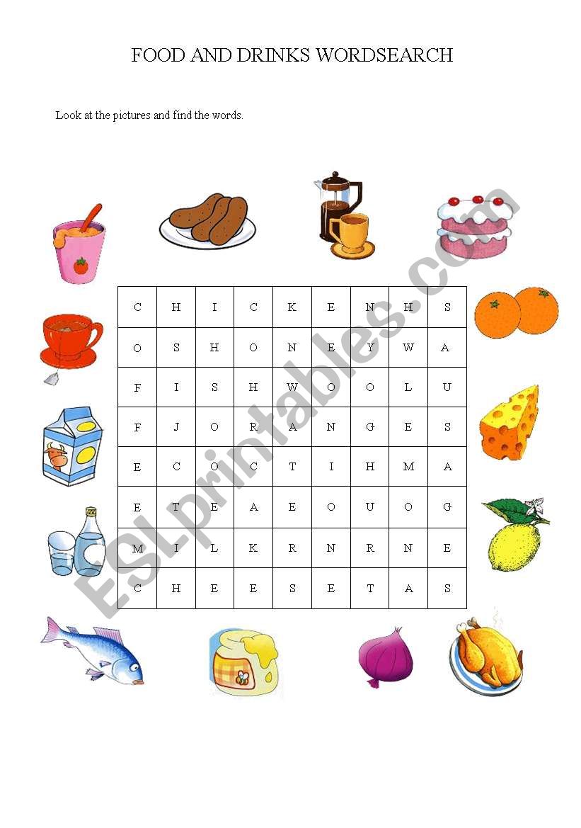 Food Wordsearch worksheet