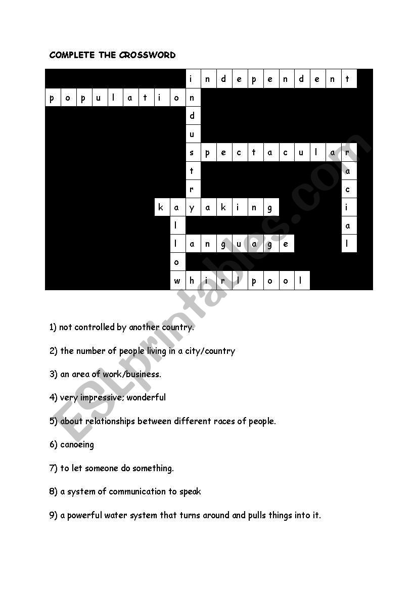 CROSSWORD worksheet