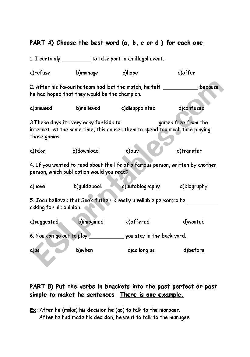 GENERAL SUBJECTS worksheet