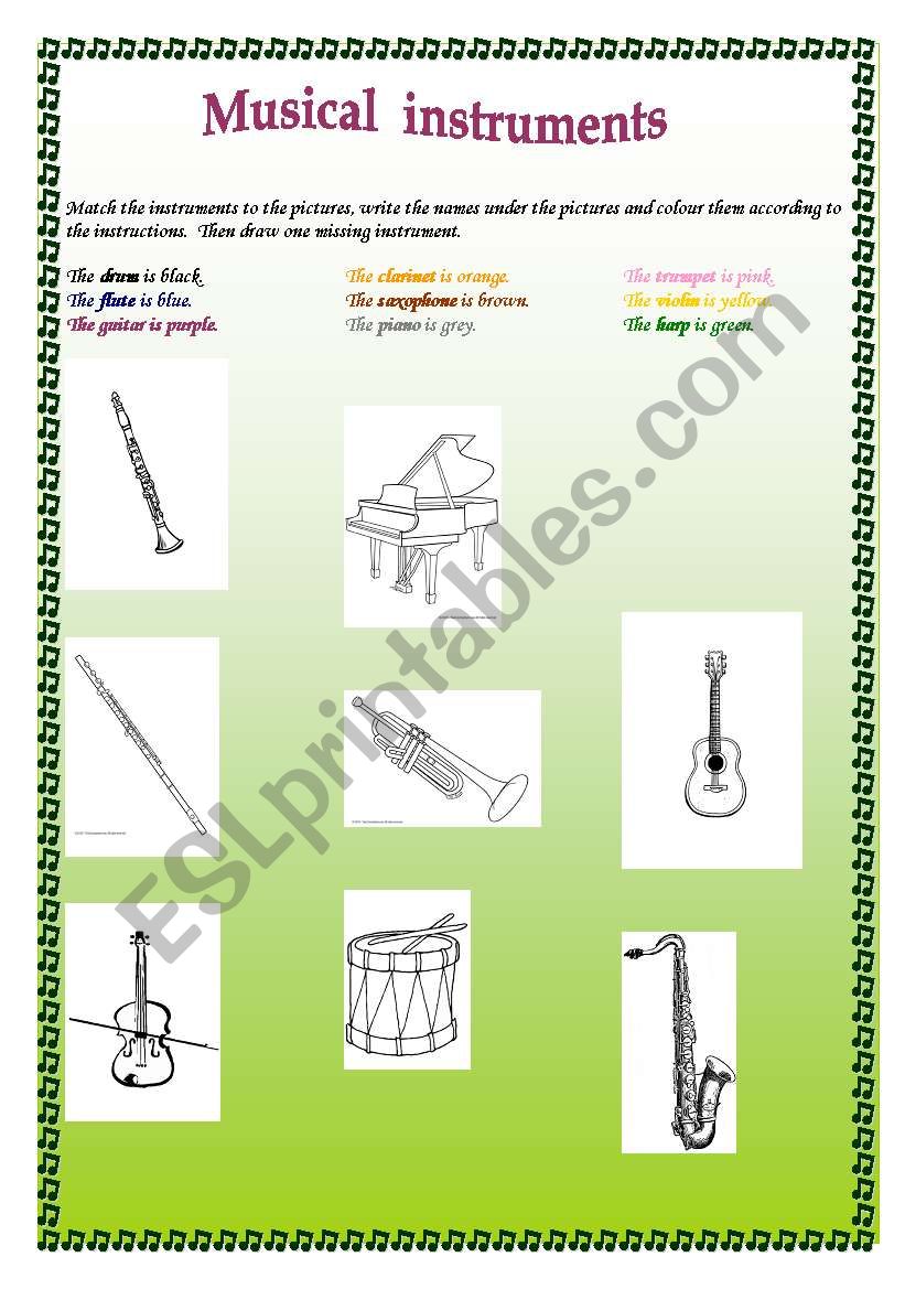 Instruments worksheet