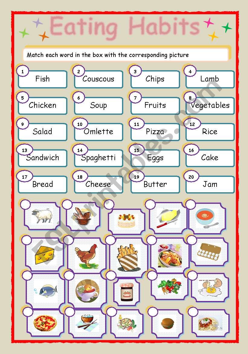 food worksheet