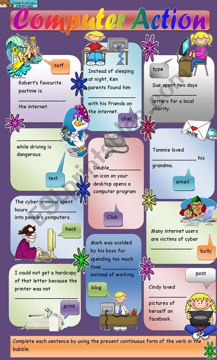 Computer Action - Past Tense - Present Continuous