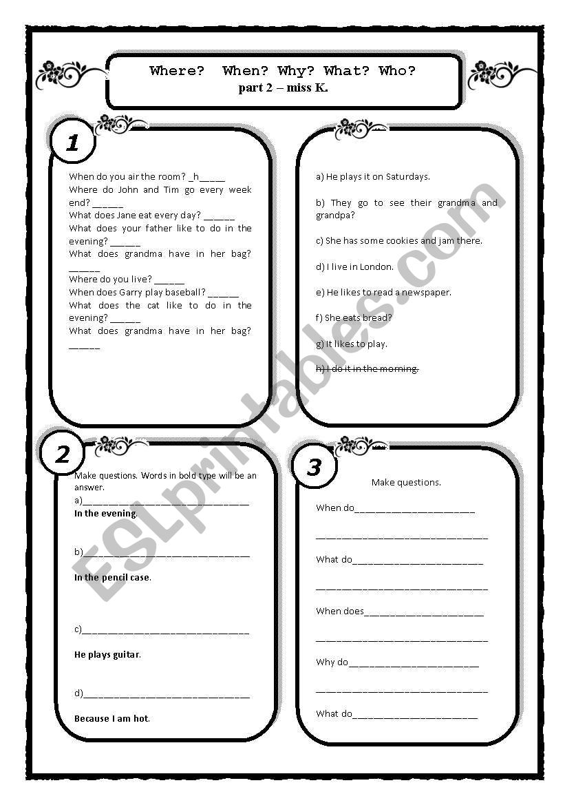 Wh words - part 2 worksheet