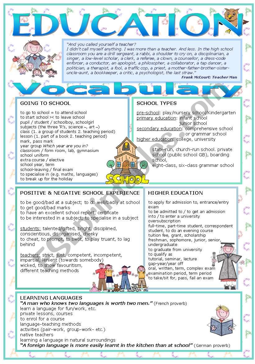 Education worksheet