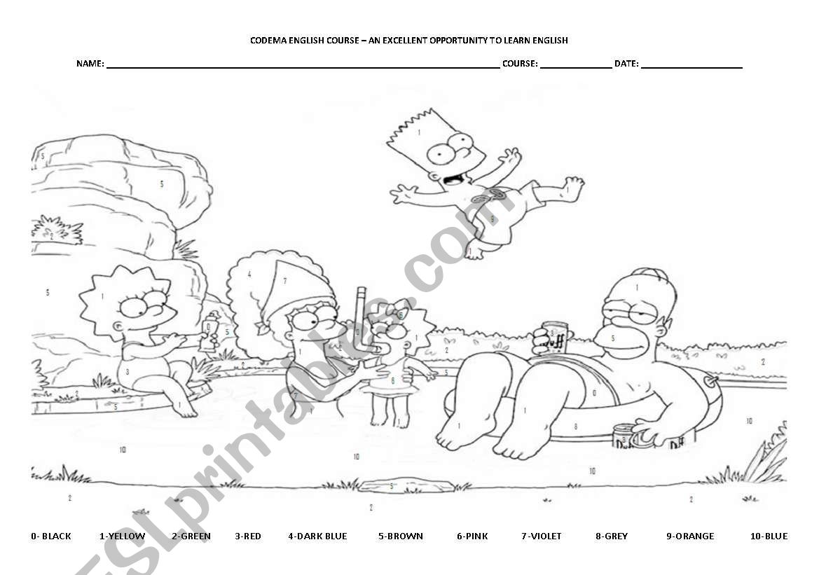 Paint The Simpsons worksheet