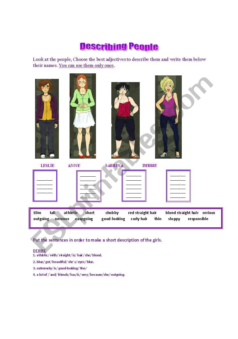 DESCRIBING PEOPLE worksheet