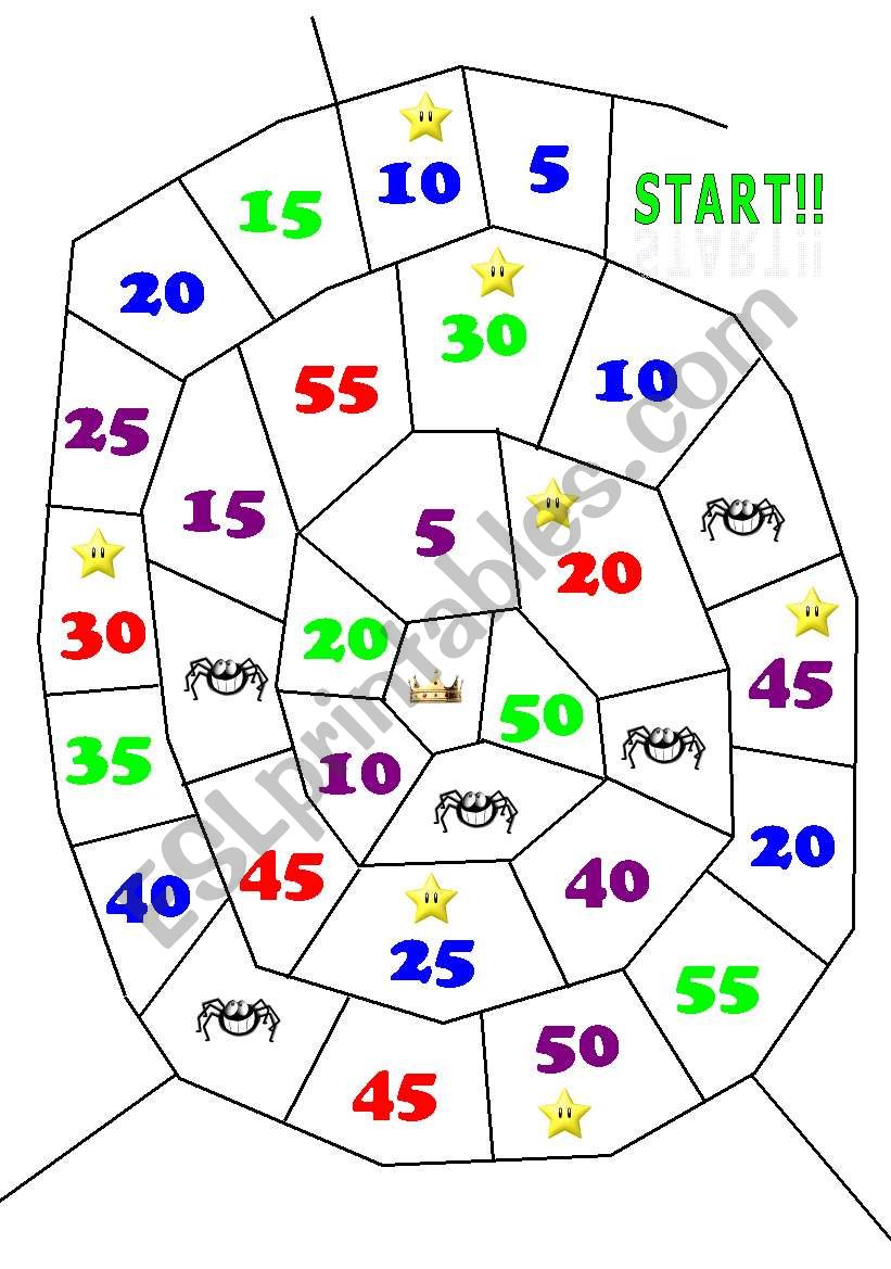 Time Numbers Spider Game worksheet