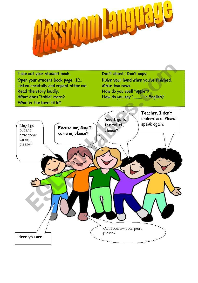 Classroom language worksheet