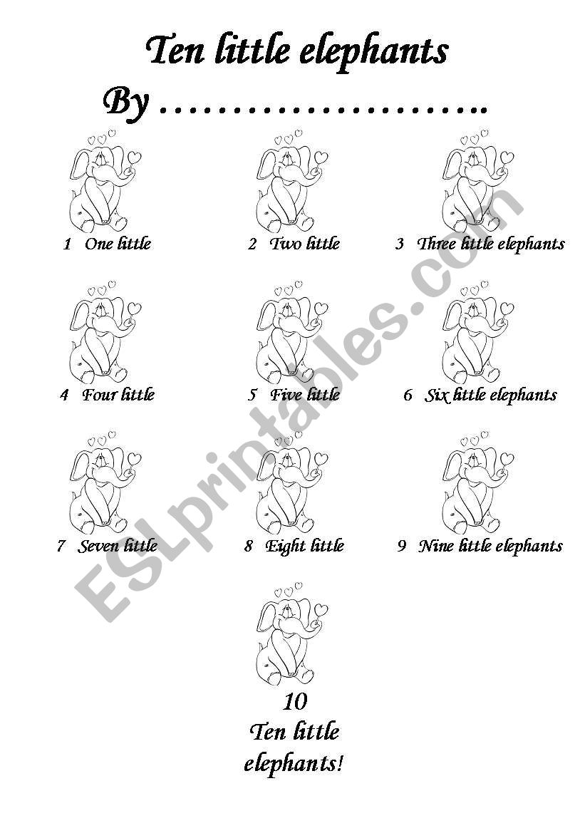 ten little elephants worksheet