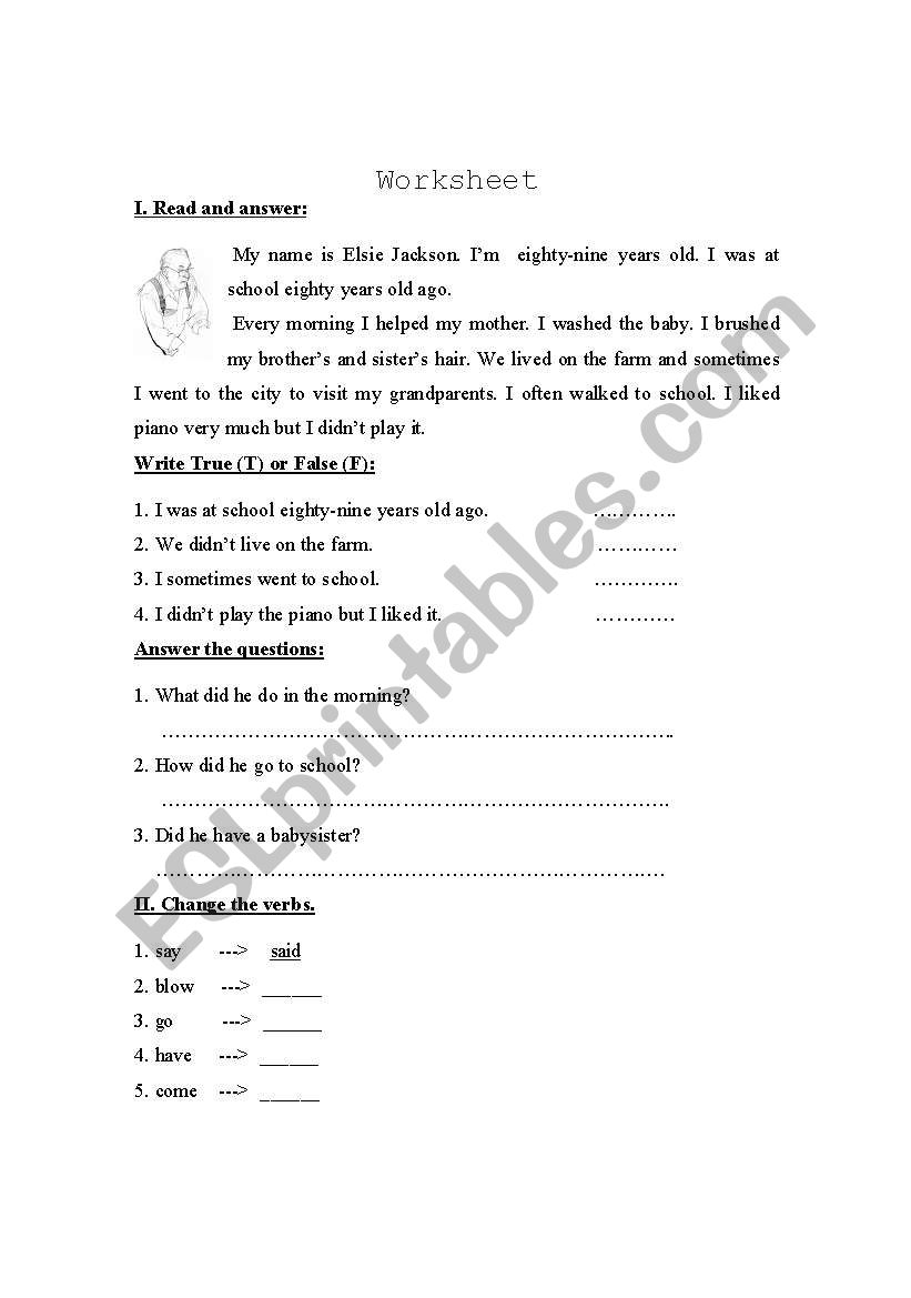 Past Simple Tense worksheet