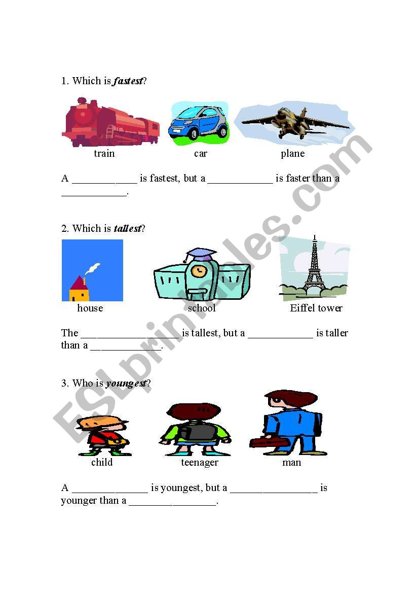 comparatives and superlatives worksheet