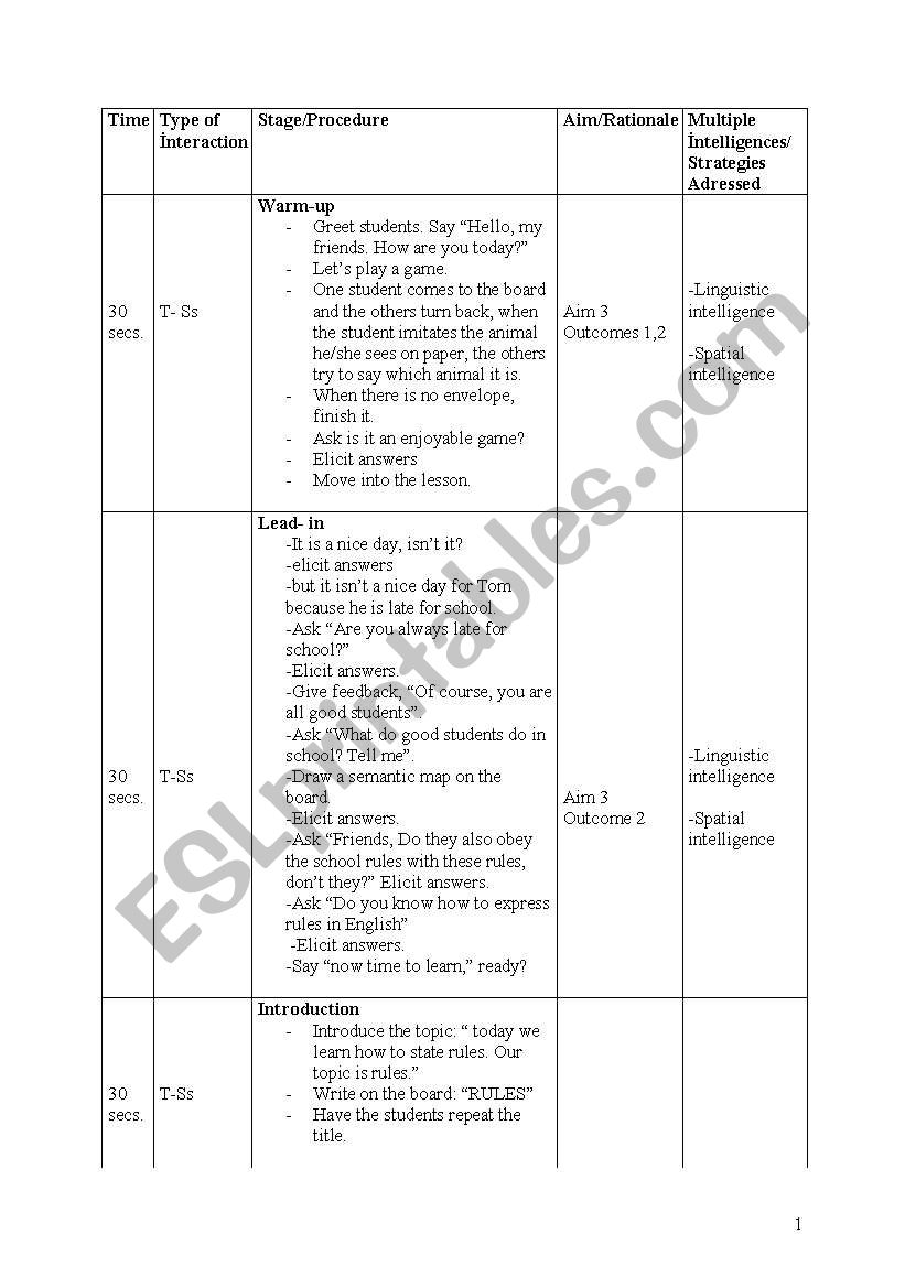 MUST lesson plan worksheet