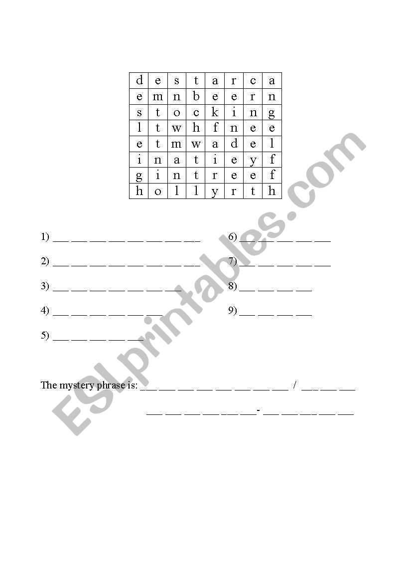 Christmas Wordsearch worksheet