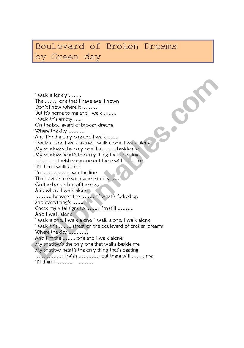 Boulevard of Broken Dreams- Green Day