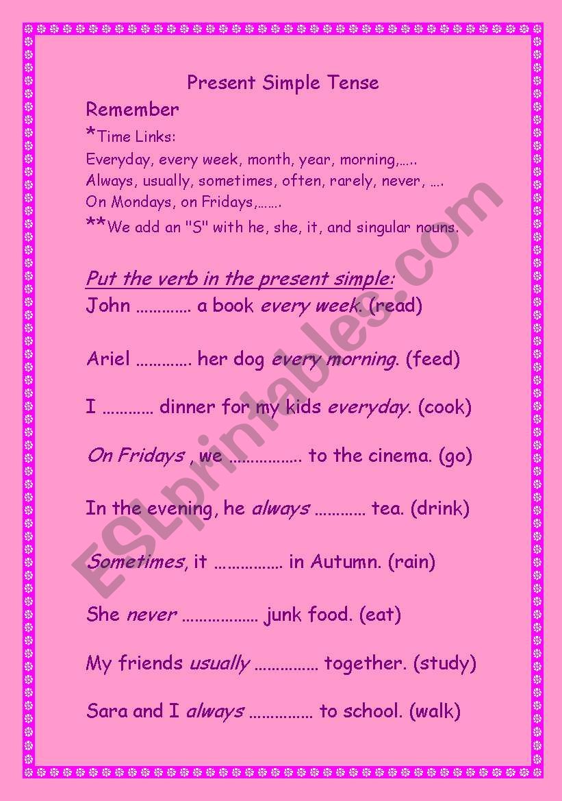 Present  Simple Tense worksheet