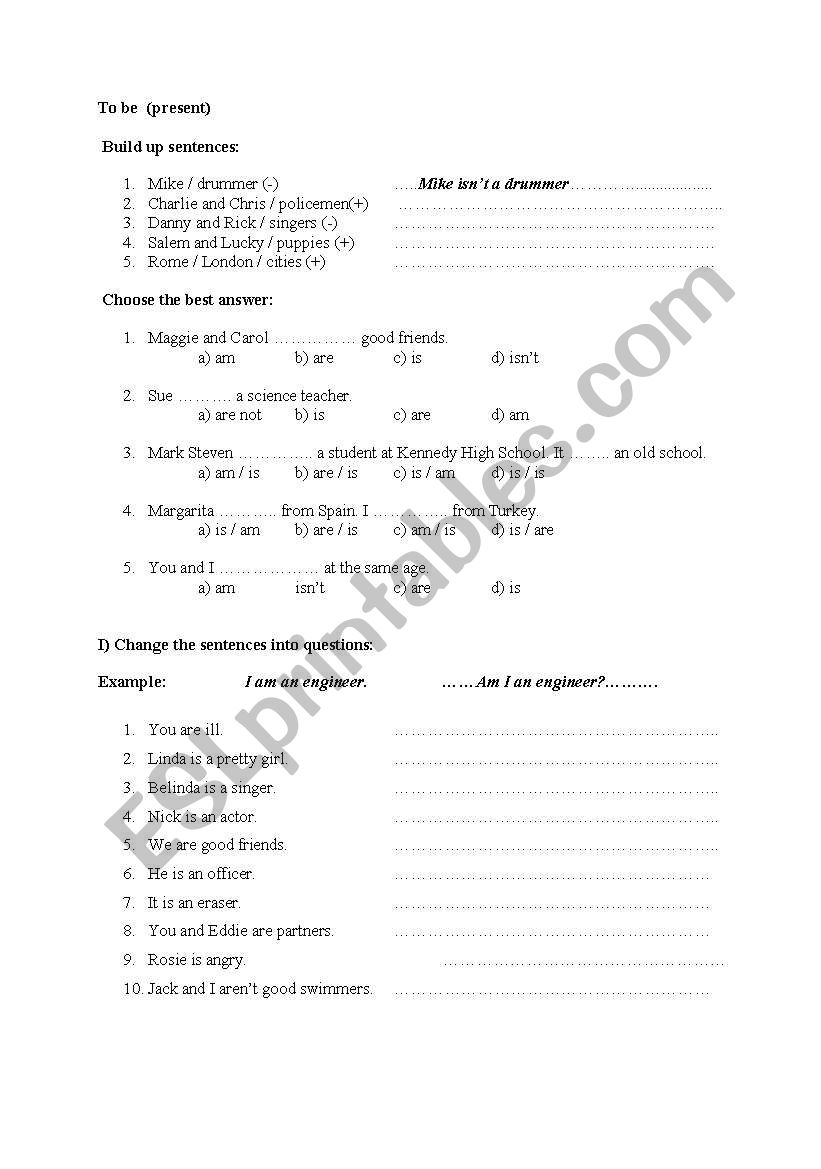to  be worksheet