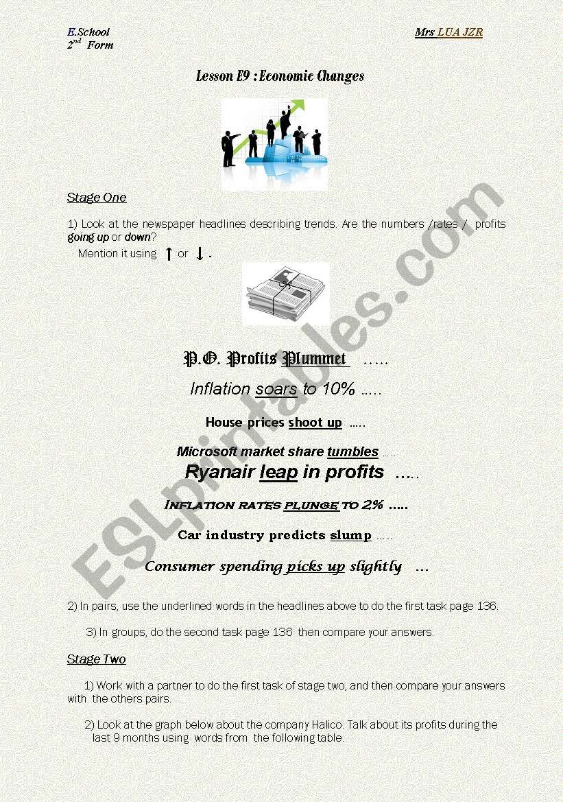 Economic changes worksheet