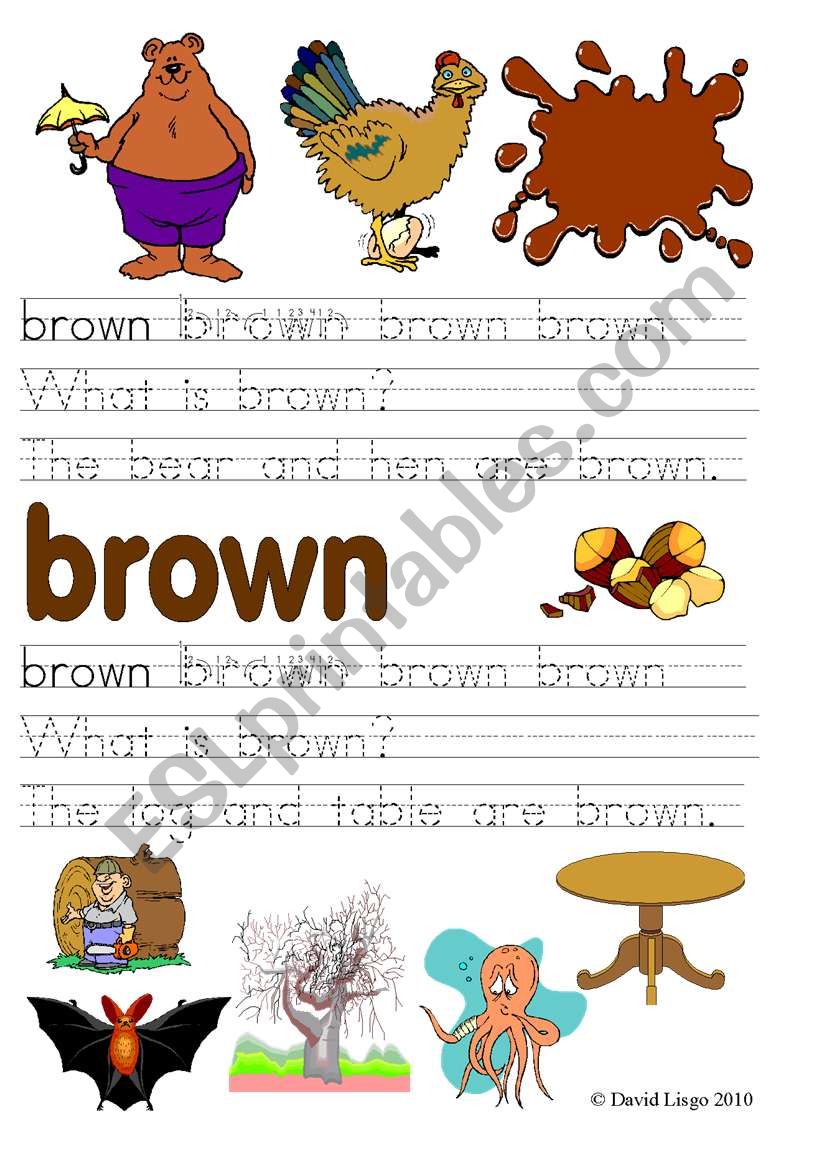 What is brown/gray or grey?: 6 worksheets in color and B & W