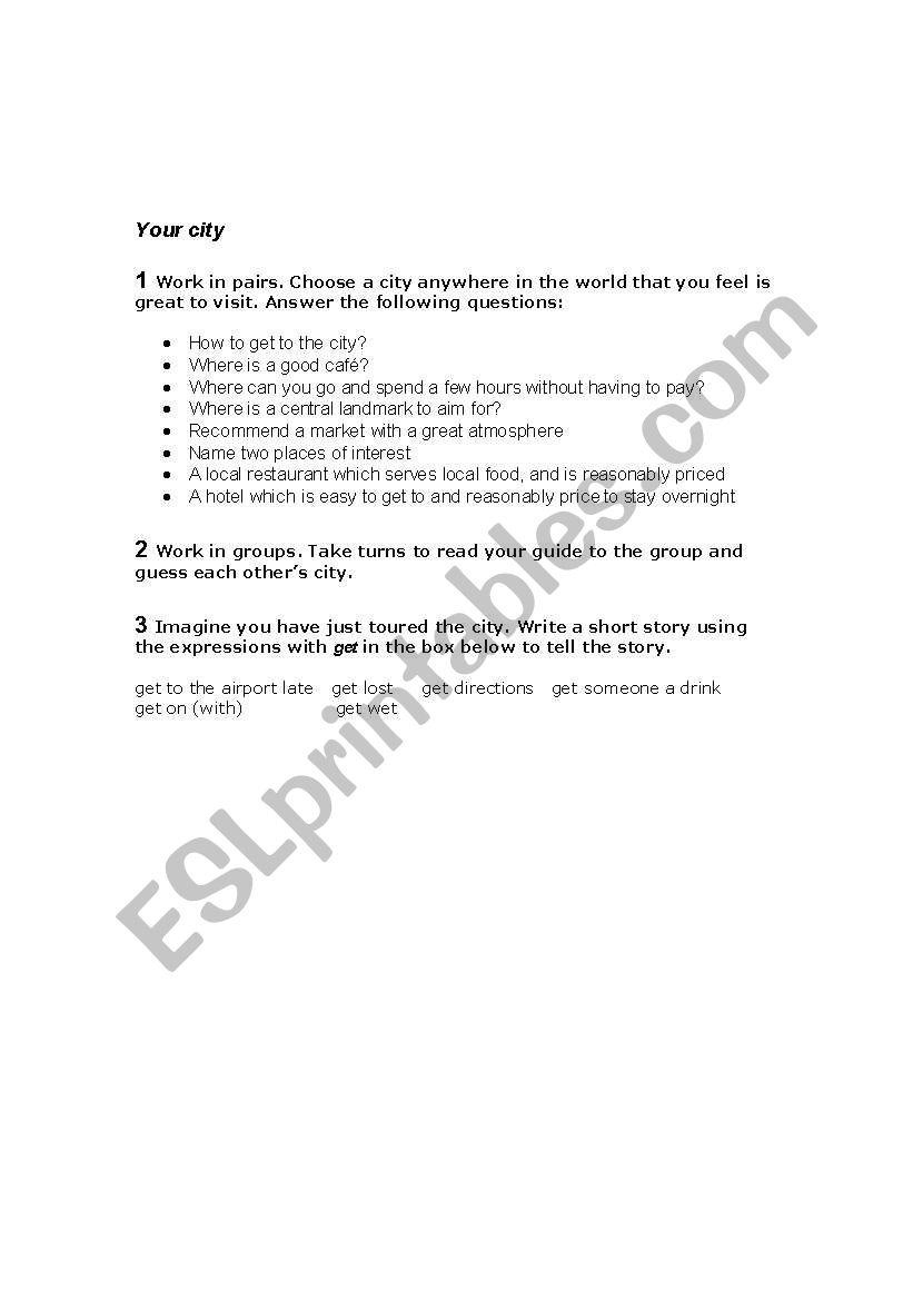 a new city worksheet