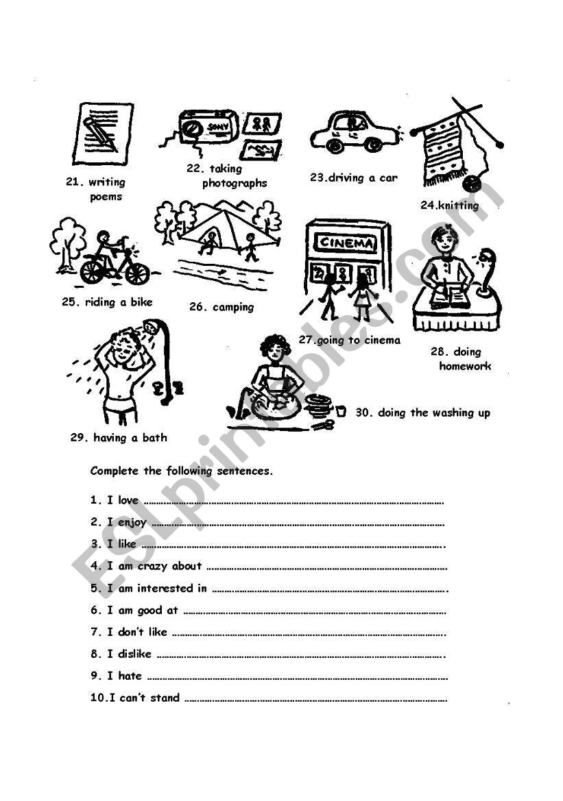 hobbies 2 worksheet