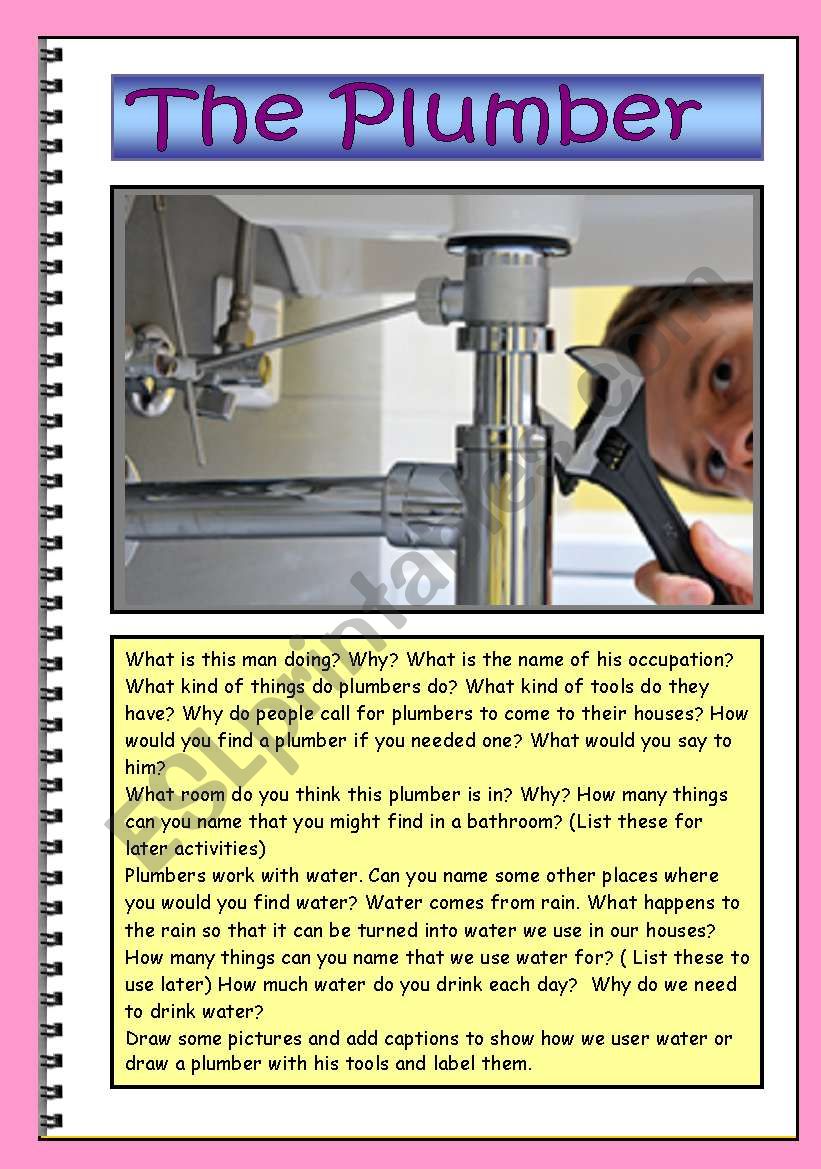 Picture talk The Plumber worksheet