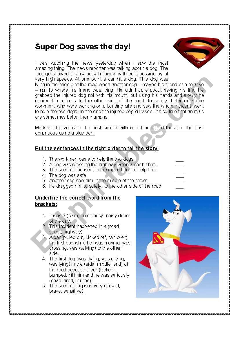 animal heroes worksheet