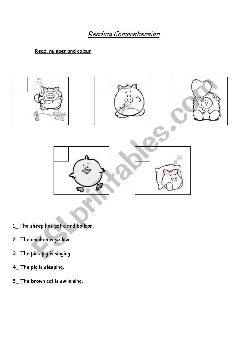 Read, number and colour worksheet