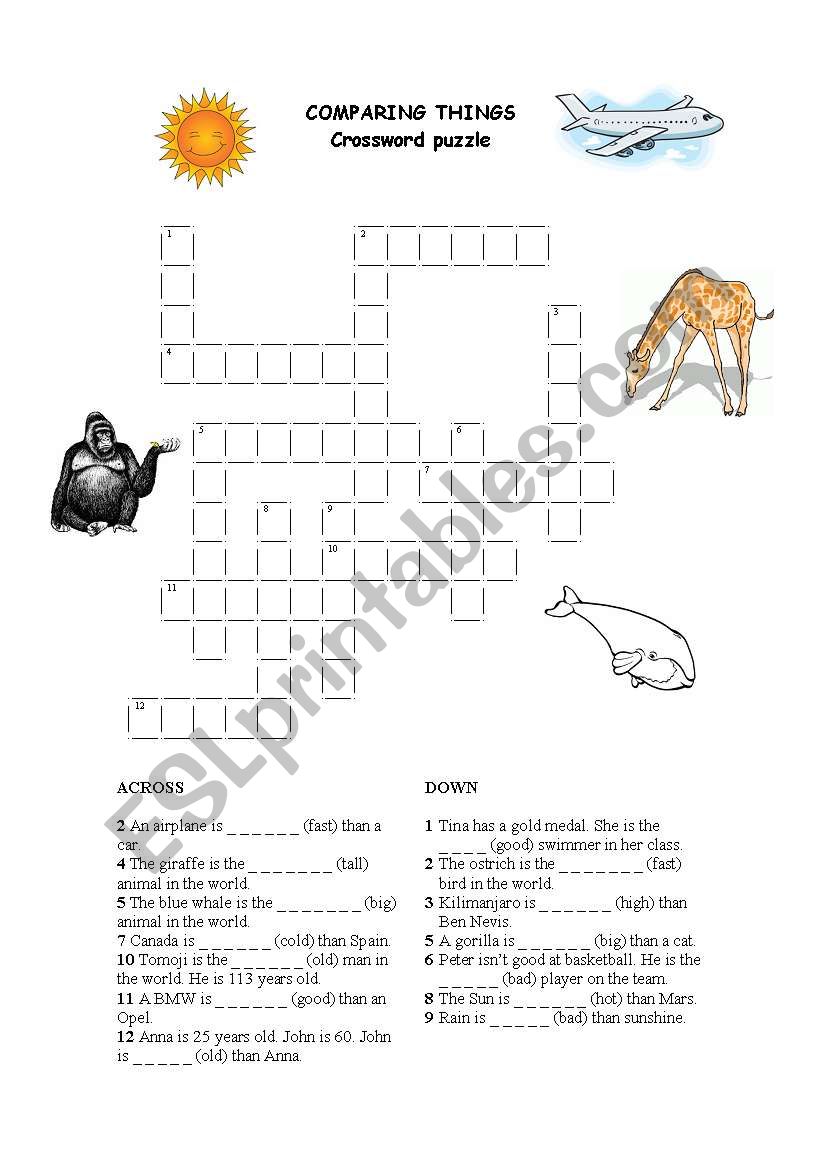 COMPARING THINGS worksheet