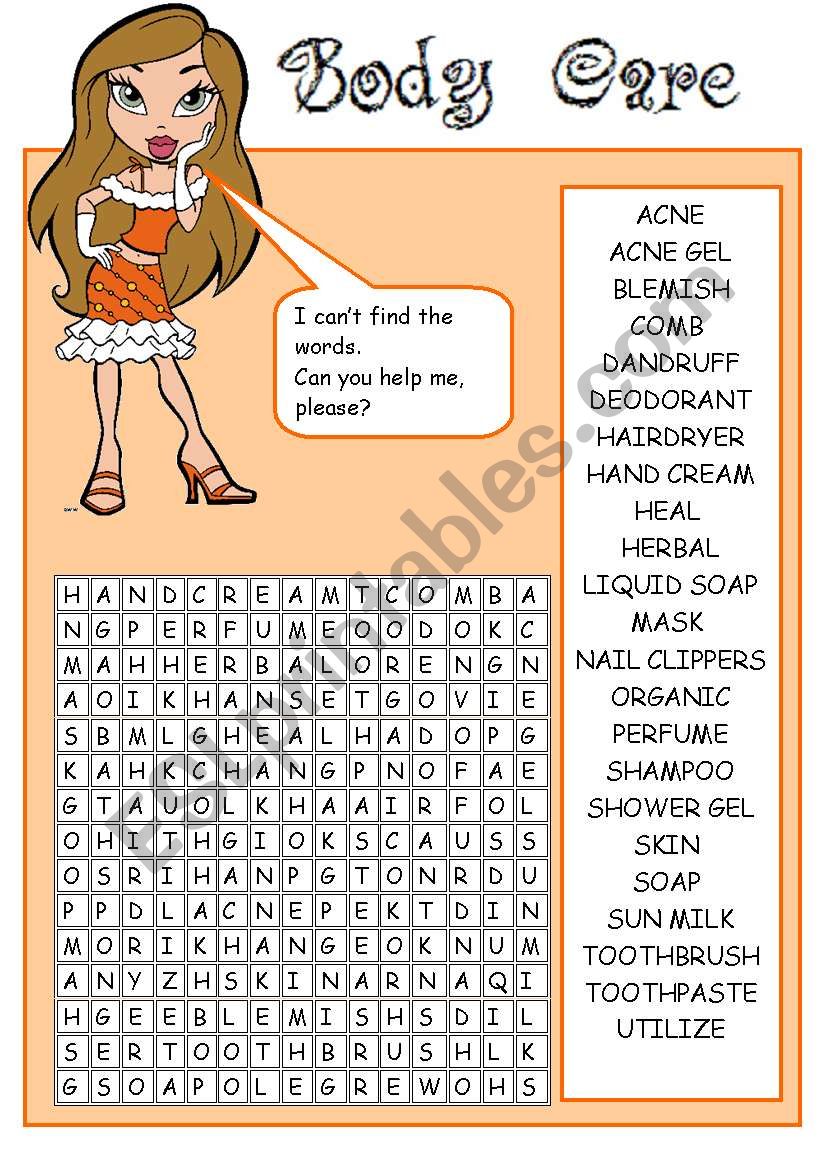 BODY CARE - PUZZLE 1 worksheet