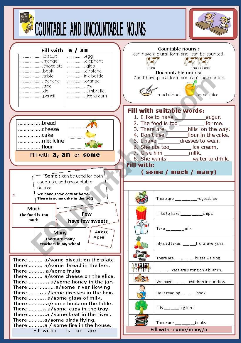 COUNTABLE AND UNCOUNTABLE NOUNS