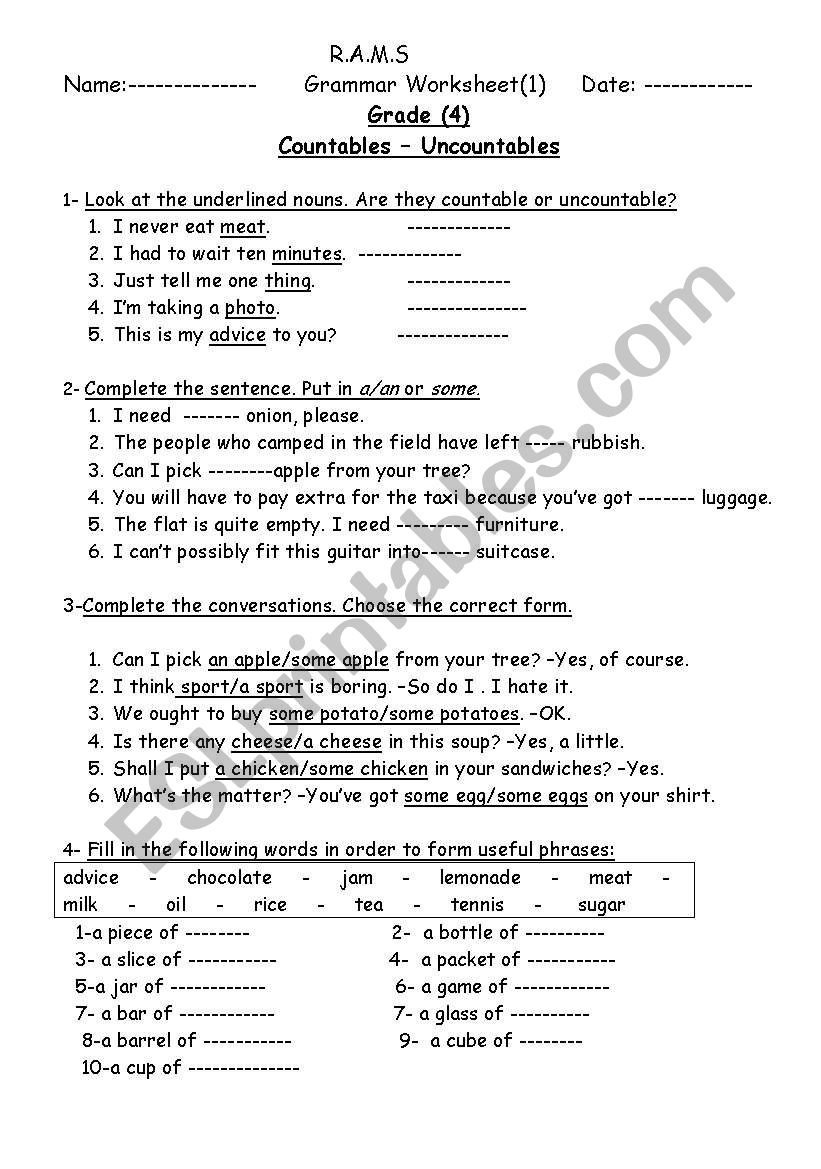 countable worksheet