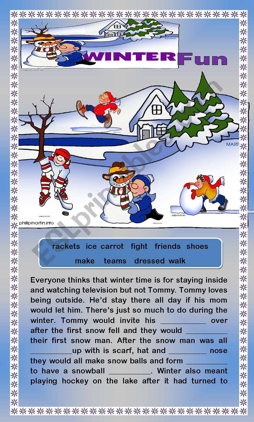 Comprehension - Winter Fun worksheet