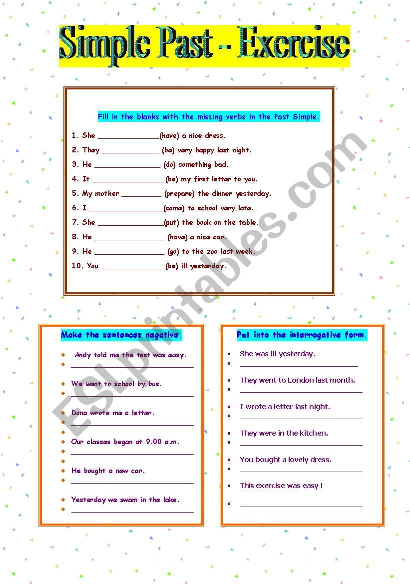 Simple Past  Exercises worksheet