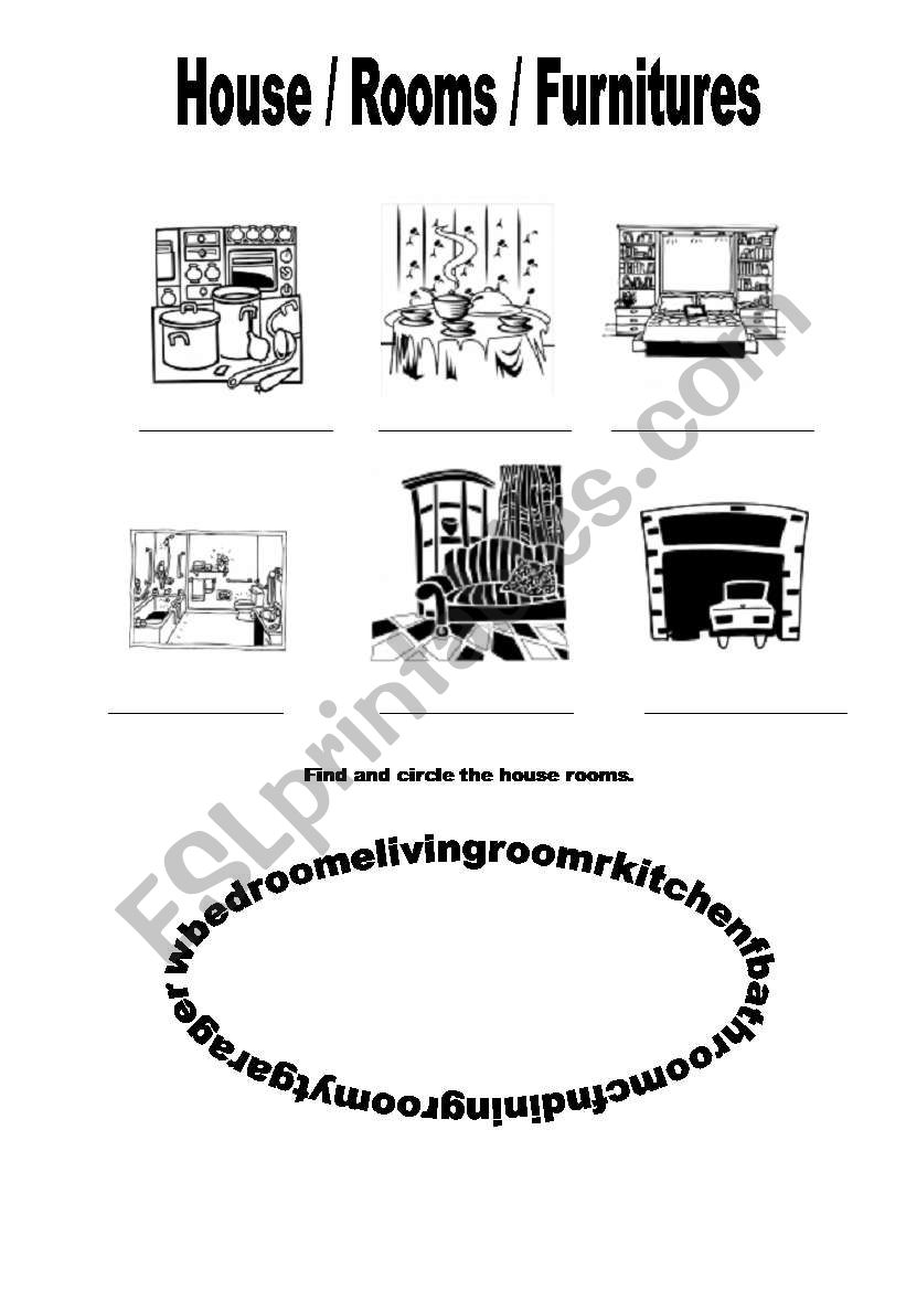 House/ Rooms/Furnitures worksheet