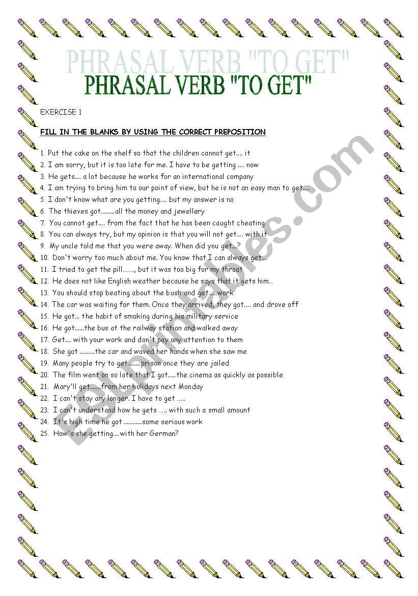 PHRASAL VERB TO GET worksheet