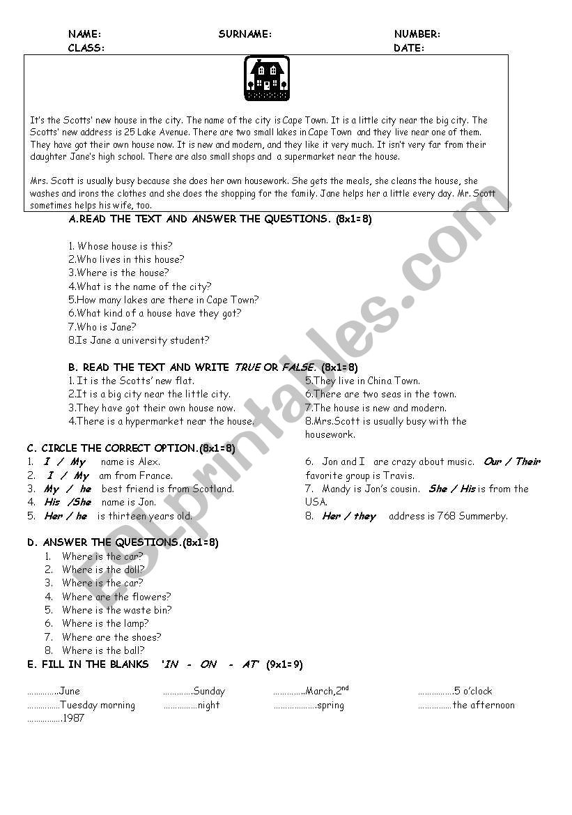 first quiz worksheet