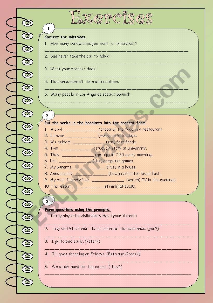 Present Simple Tense worksheet