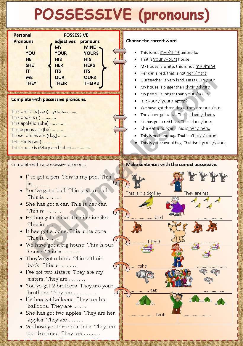 POSSESSIVE PRONOUNS worksheet