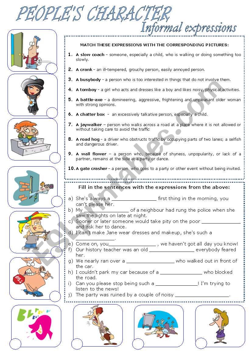 Peoples Character - informal expressions