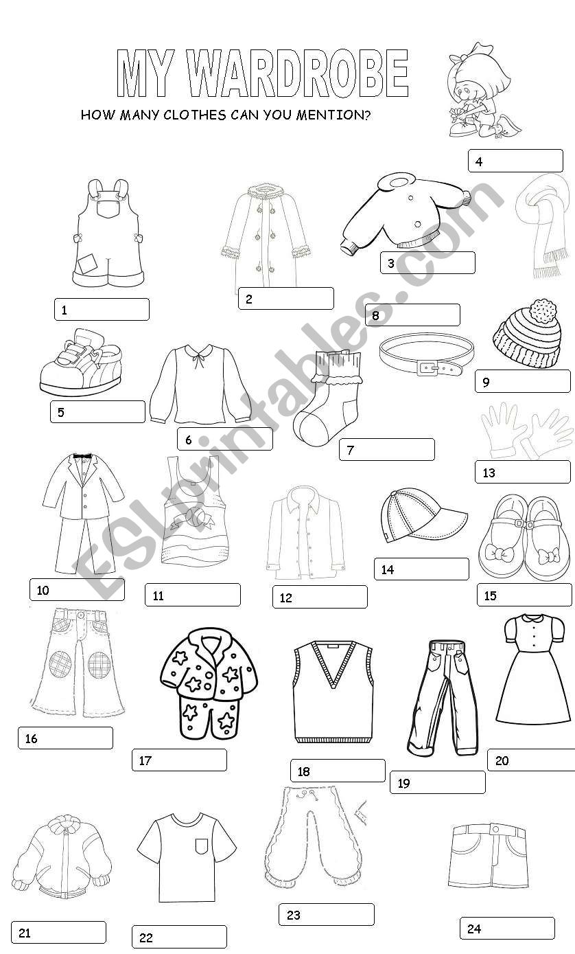 My wardrobe worksheet