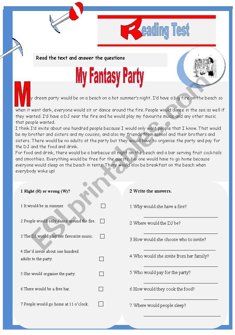 Reading Test- My Fantasy Party