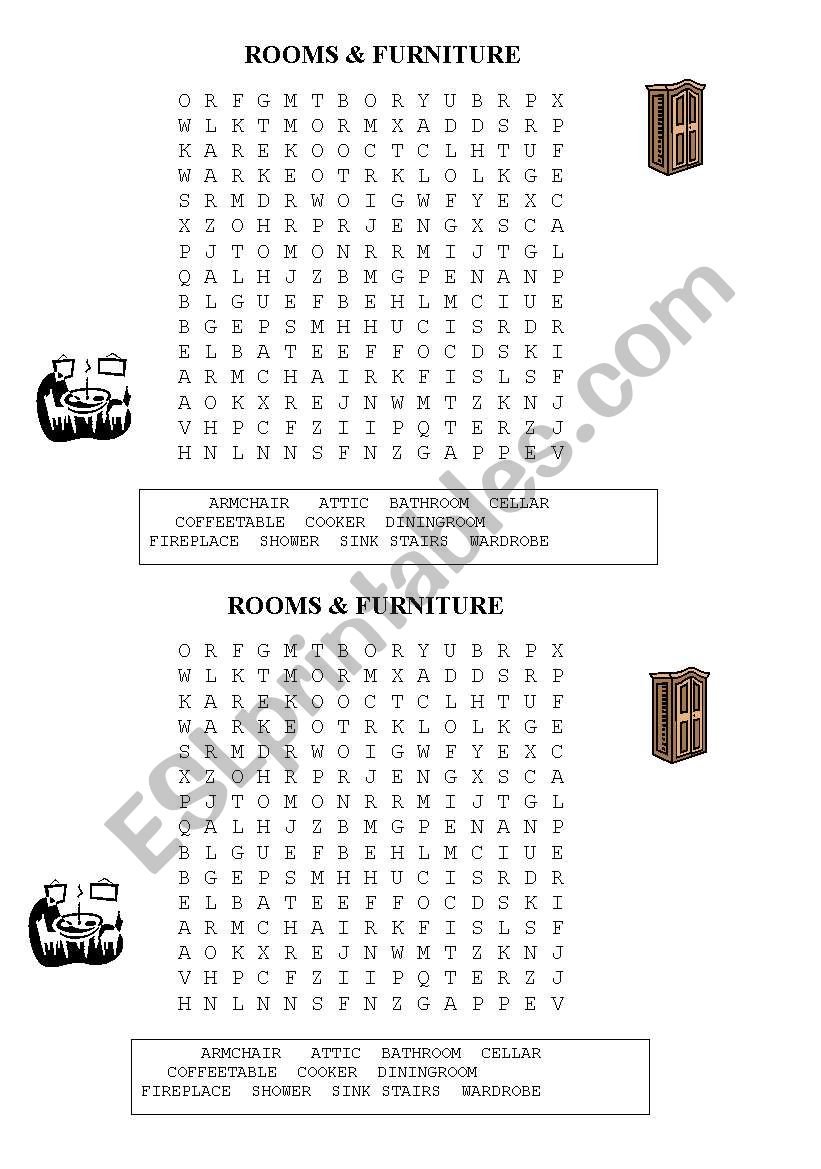 ROOMS & FURNITURE - a wordsearch 