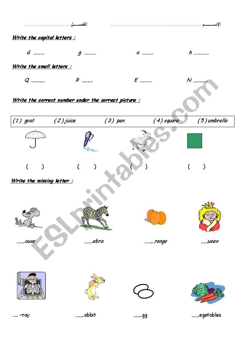 letters worksheet